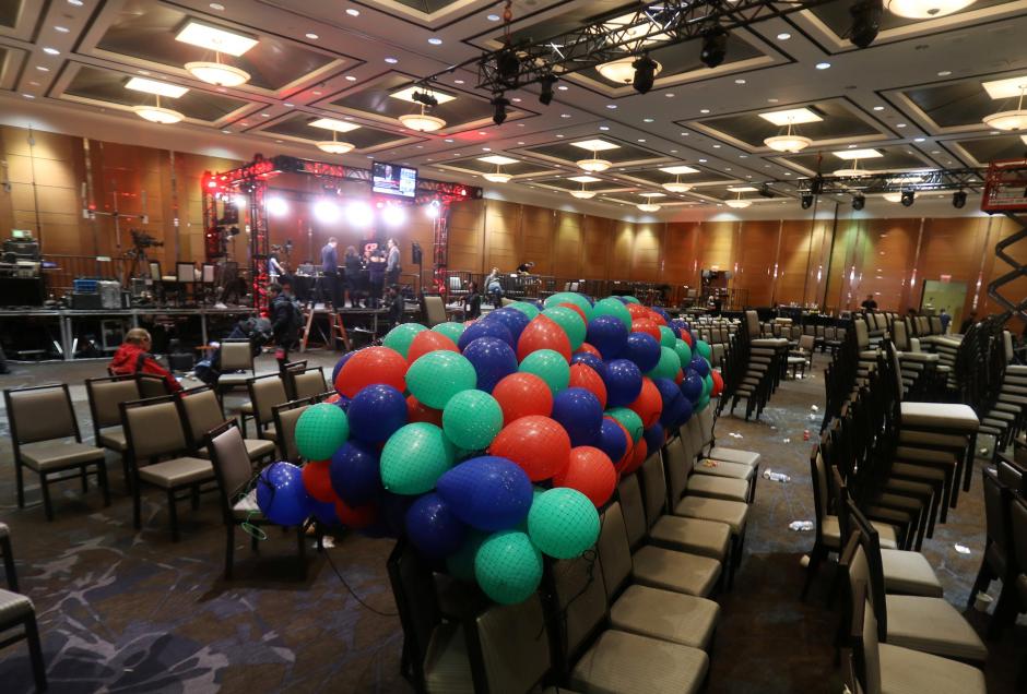 Balloons for the winner are seen after results for the Progressive Conservatives leadership race were put on hold due to a ballot discrepancy in Markham